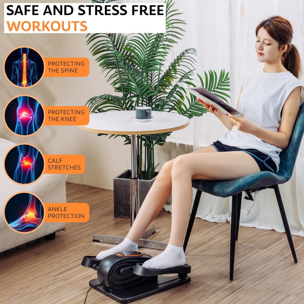 Under Desk Elliptical Exercise Machine, Leg Exerciser with 12 Speeds, Forward...