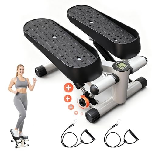 Adjustable Resistance Mini Stepper for Home Exercise - LCD Display, Quiet & Smoo