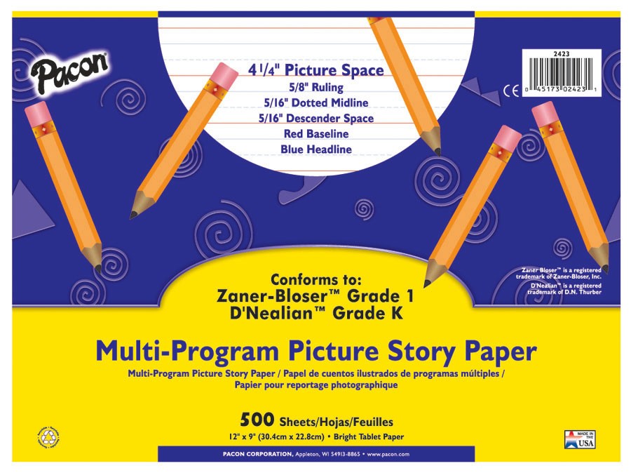 Pacon 2423 Multi-program Picture Story Paper 500 Sheets 12"x9"