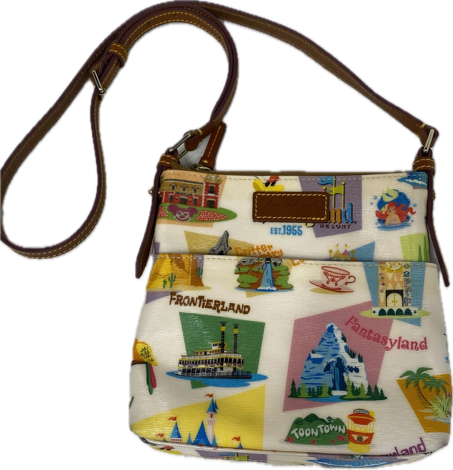 Disney Dooney and Bourke DISNEYLAND Resort Parks Retro Print Crossbody Bag
