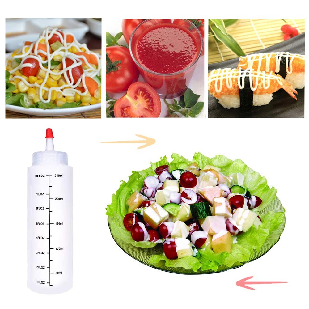 12 Pack 8 Oz/240 Ml Plastic Squeeze Bottles,Scale Plastic Squirt Bottle,Polyethy