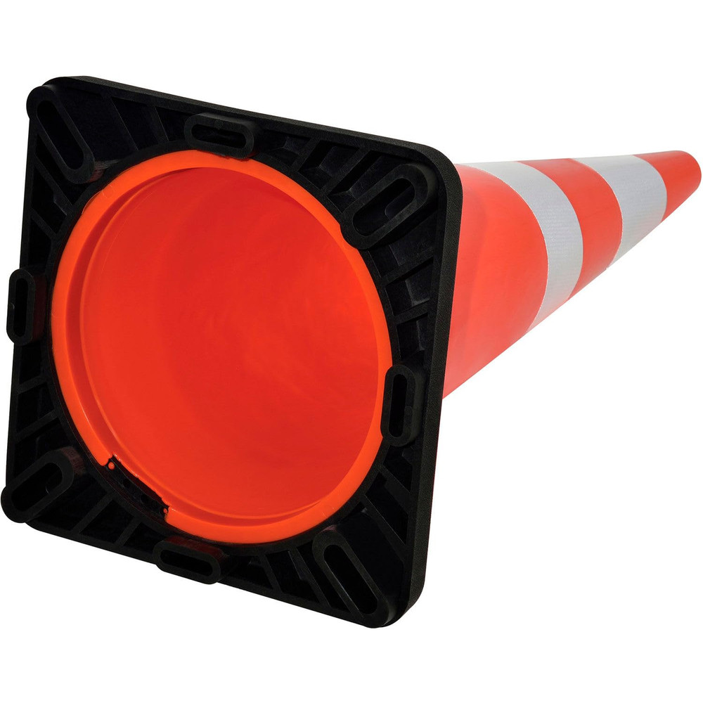 36" Reflective Traffic Cone, Black Base, 10 Lbs