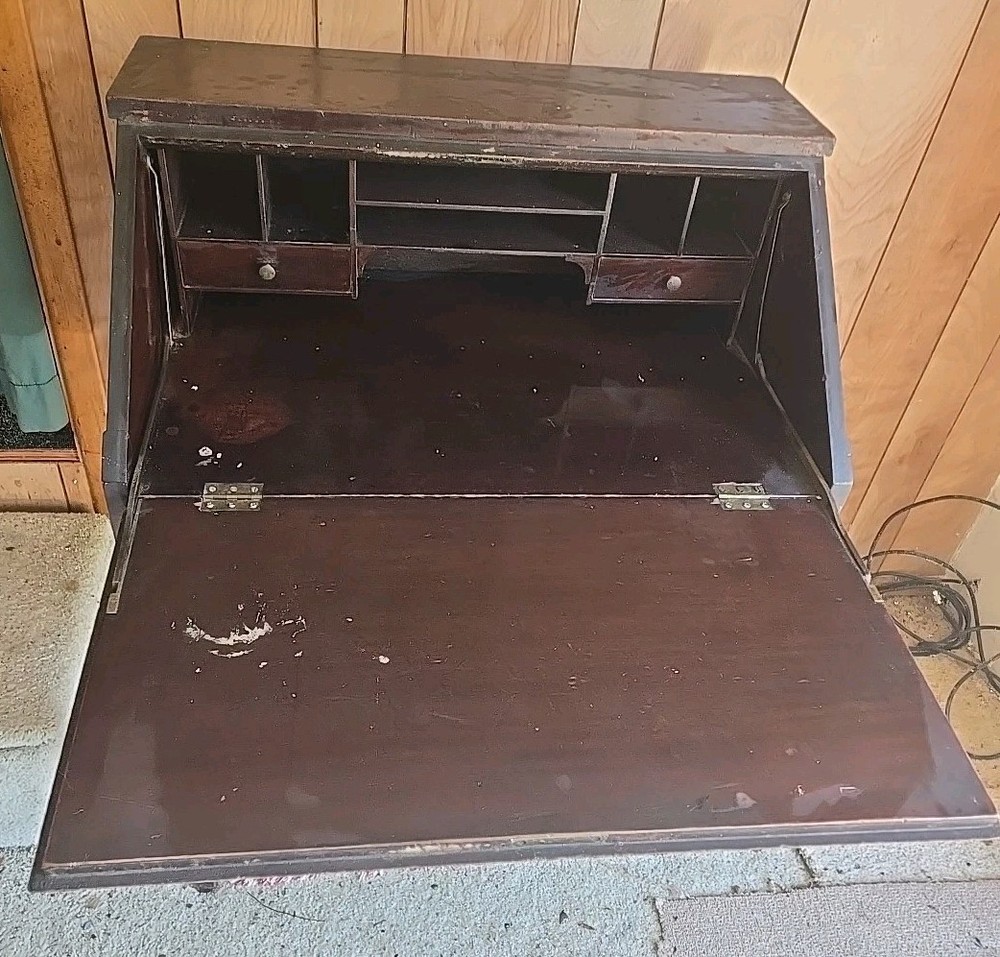 Antique Slant Secretary Desk – Solid Wood