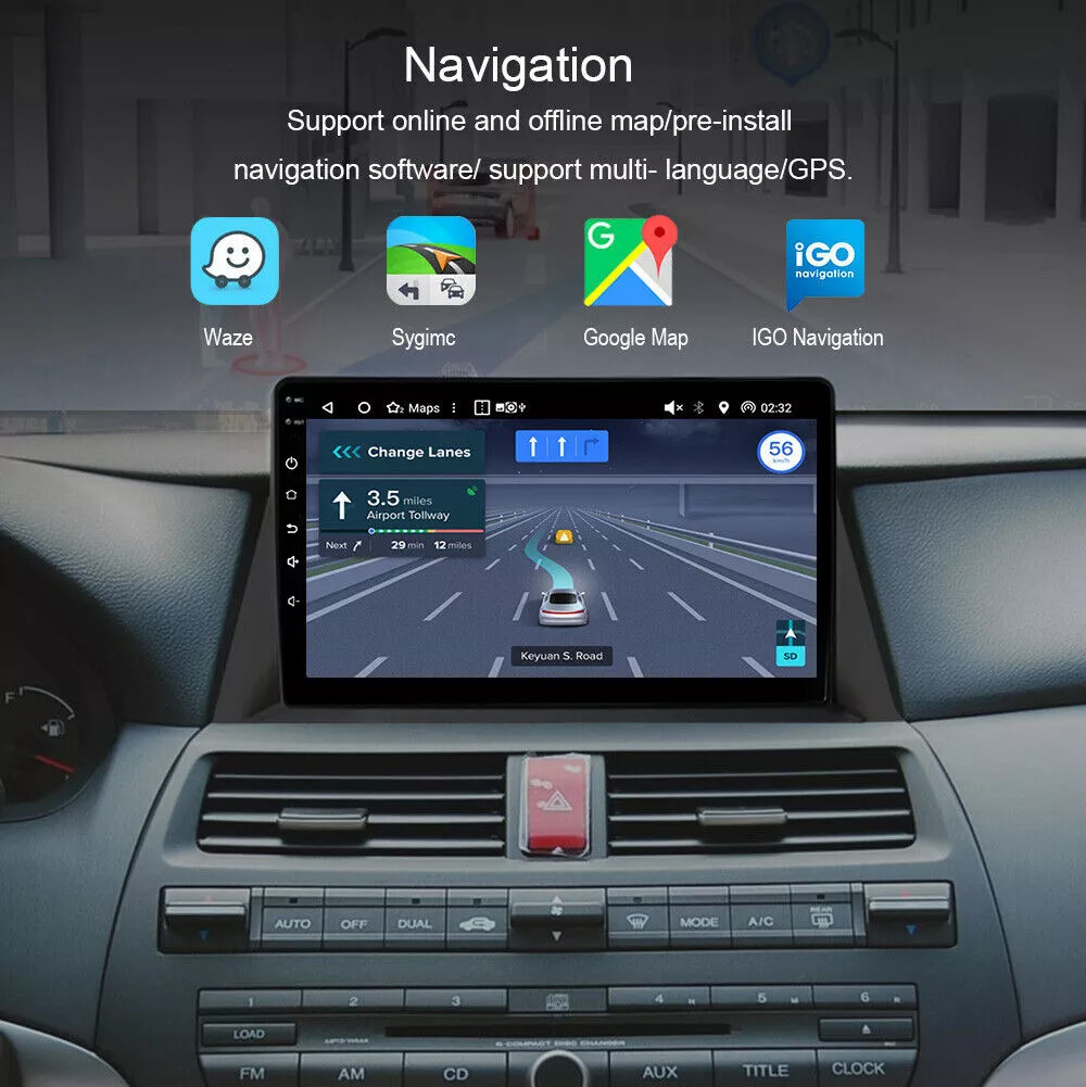 FOR HONDA ACCORD 8th 2008-2013 ANDROID 13.0 APPLE CARPLAY CAR STEREO GPS RADIO