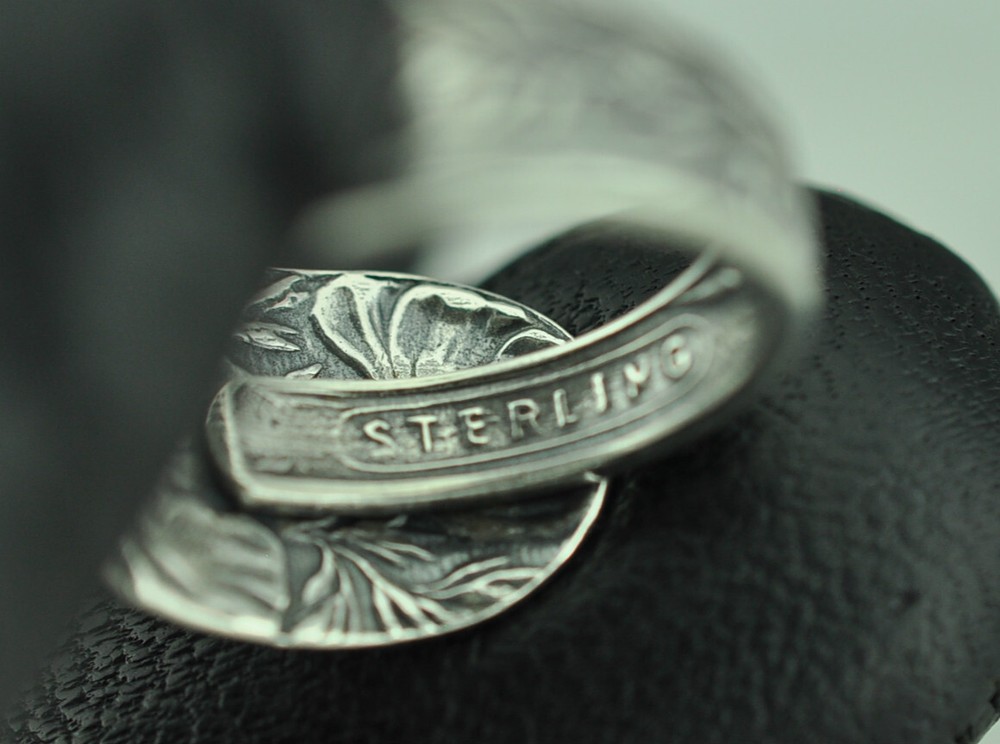 Solid 925 Sterling Silver Poppy Flower Floral Adjustable Spoon Ring