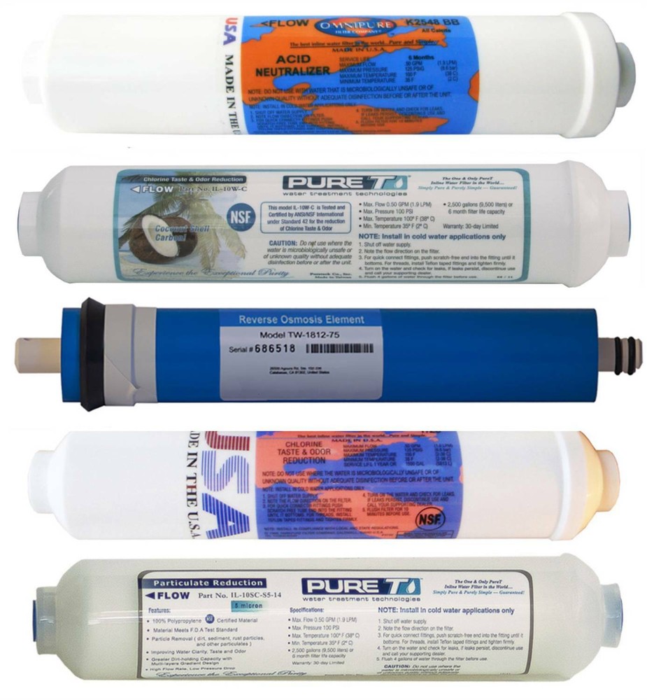 5pcs replacement inline filter set portable Reverse Osmosis, Calcite & T33