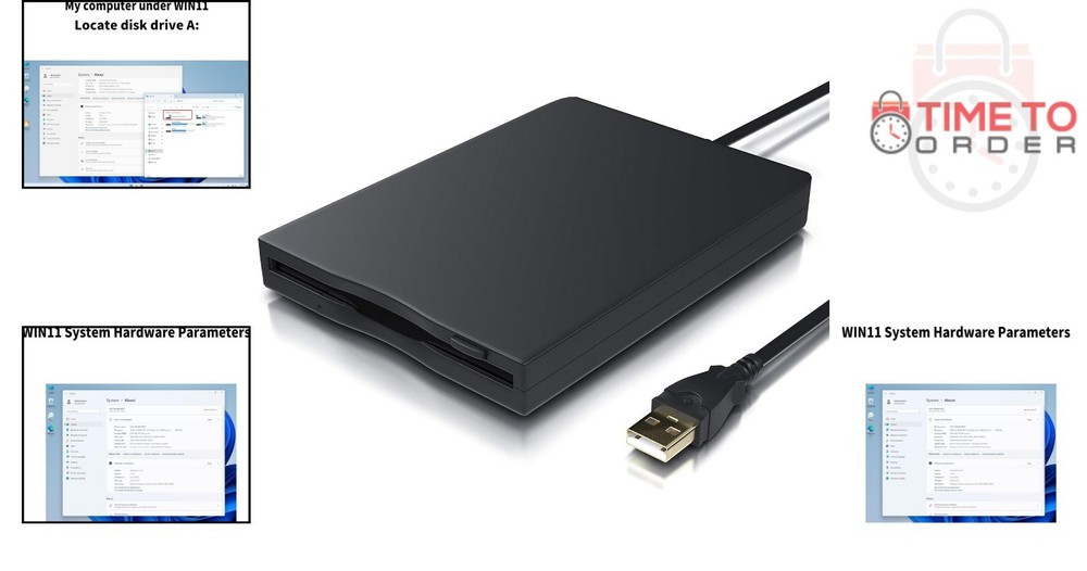 USB Floppy Drive Portable 3.5-inch External Reader for Windows Mac Linux