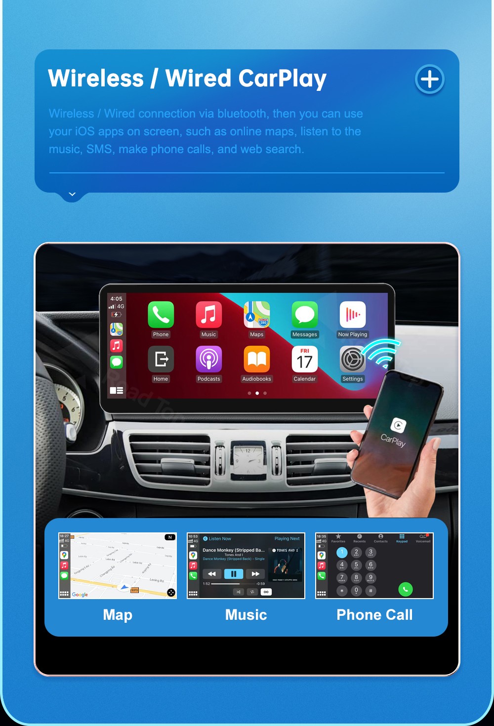 12.3"Android Auto Carplay Screen for Mercedes Benz E Class W212 2012-2015 NTG4.5