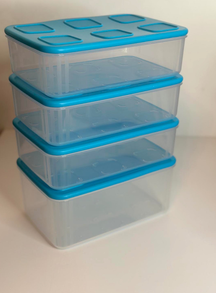 Tupperware Rectangular Clear Mates Set of (1)  2.5L & (3)  1.6L