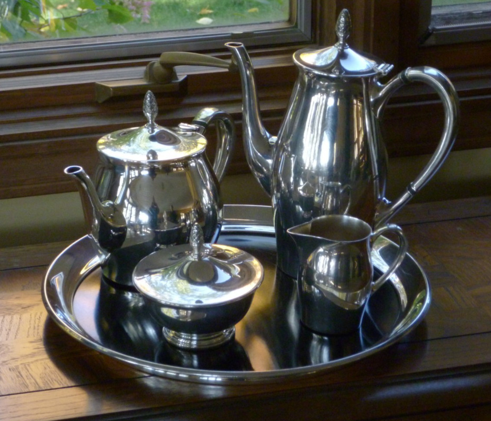 Gorham Paul Revere Silverplate Coffee & Tea Service 5 Piece Set