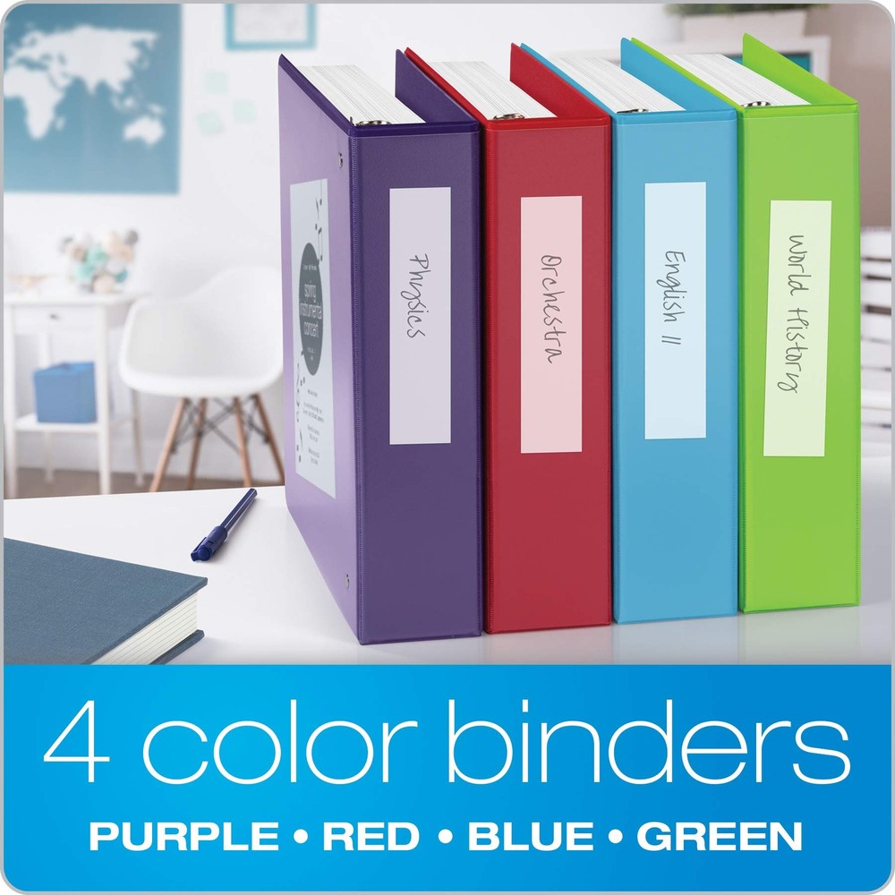 Cardinal 3 Ring Binders, Binders for School and Office, 2 inch, Assorted