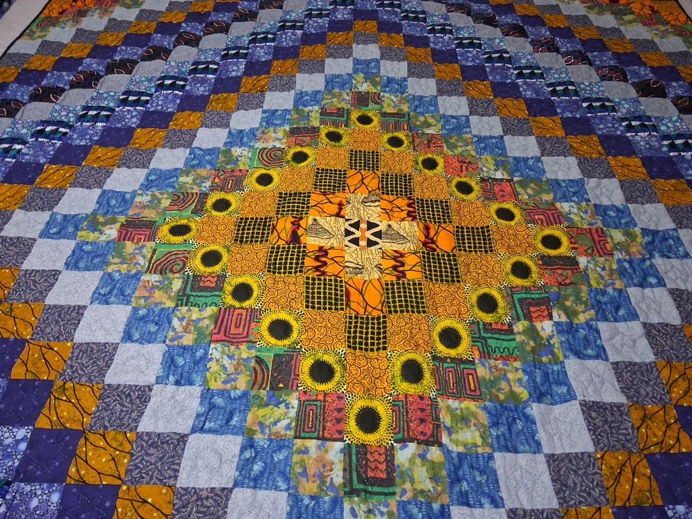 Patchwork Quilt Modern Fabrics  Machine Pieced, Hand  Stitched/Quilted 65"x100"