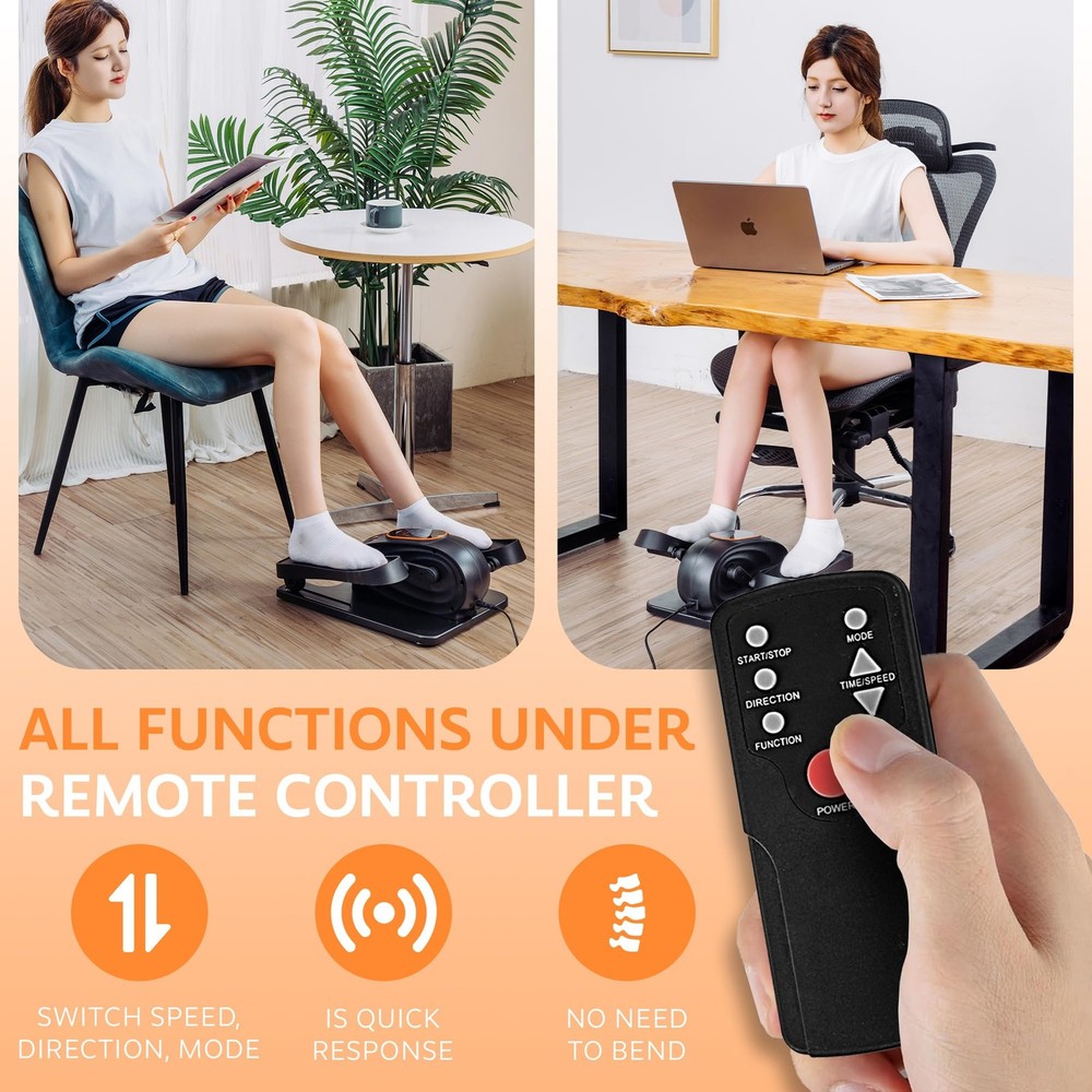 Under Desk Elliptical Exercise Machine, Leg Exerciser with 12 Speeds, Forward...