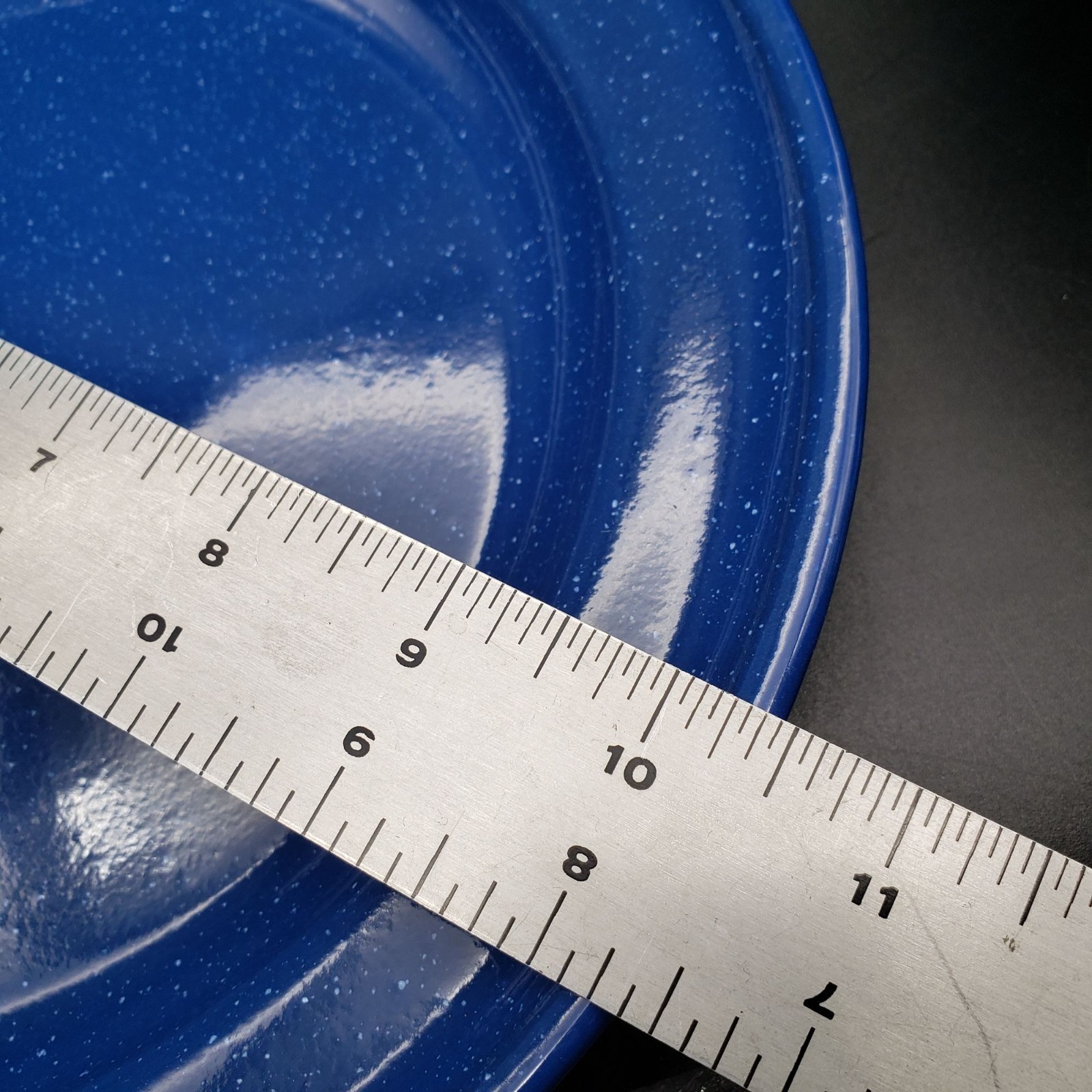 VTG Blue Speckled Enamelware Camp Mug Plate & Bowl Set 12pc Camping Graniteware