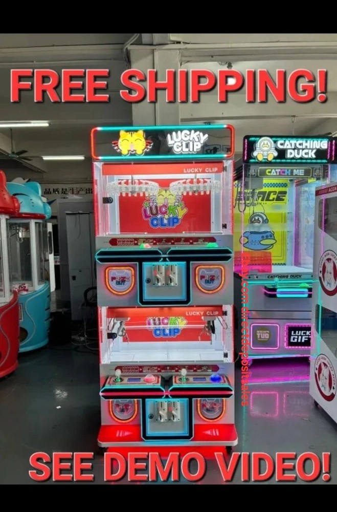 Rotating Spinning 48 Clip Prize Skill Redemption Claw Machine Arcade Combo (4)