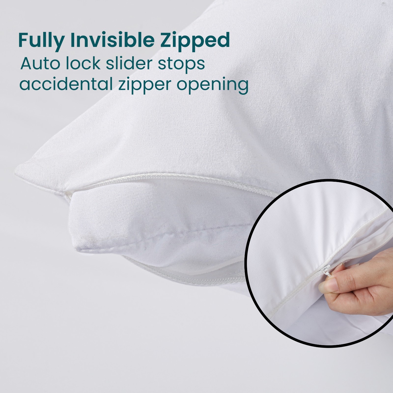 100% Waterproof Pillow Protectors With Zipper 2 Pack Standard Queen King Size