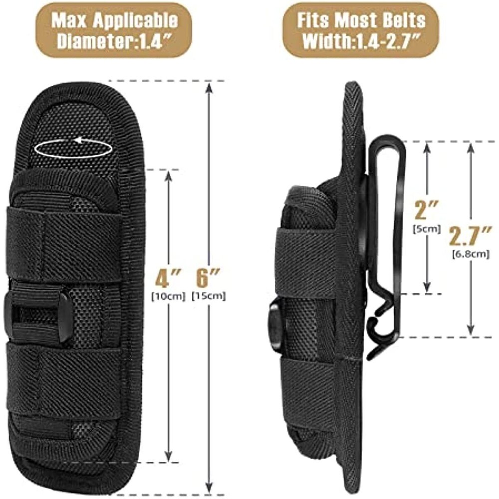 Tactical Flash Light Nylon Pouch Belt Adjustable Heavy Duty Flashlight Holder