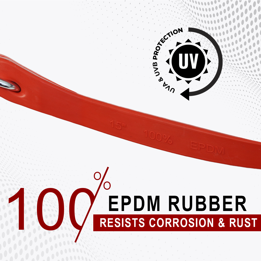 Boxer Red EPDM Tarp Strap 15" Color - 10 Pack - Bungee Cords Heavy Duty