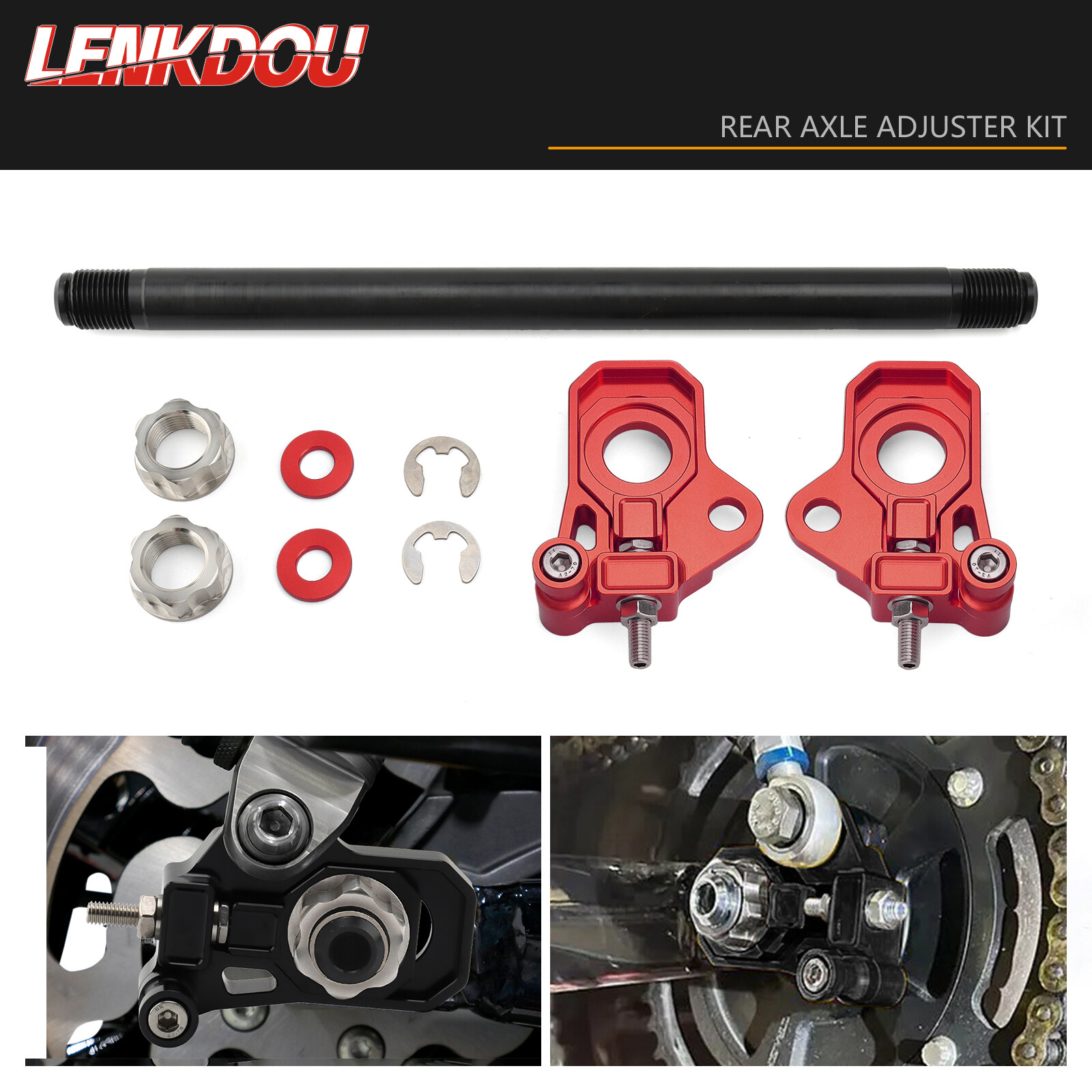 Motorcycle Red Rear Axle Adjuster Kit For Harley Touring Road King Street Glide