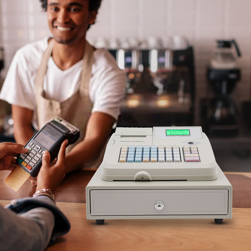 48 Keys Commercial Electronic Cash Register with Flat Keyboard & Thermal Printer