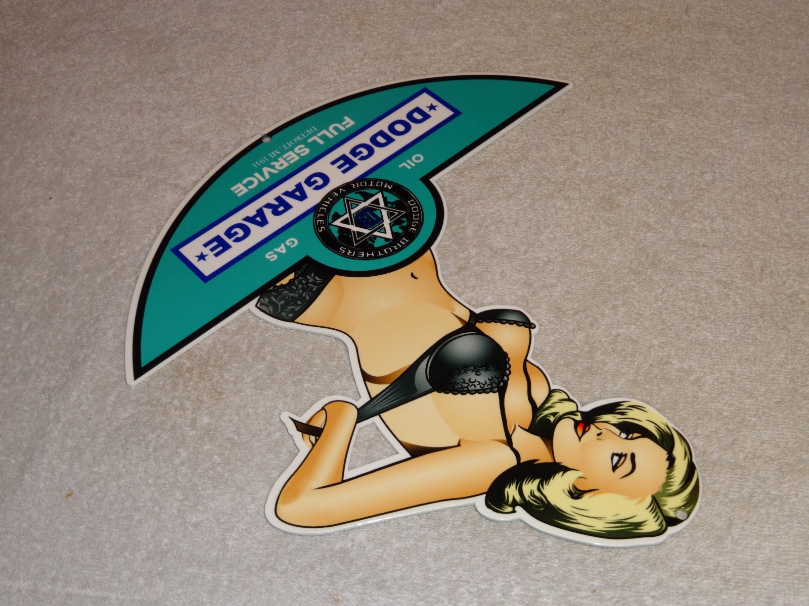 VINTAGE DODGE BROTHERS MOTOR VEHICLE SERVICE GARAGE 👩 WOMAN METAL GASOLINE SIGN