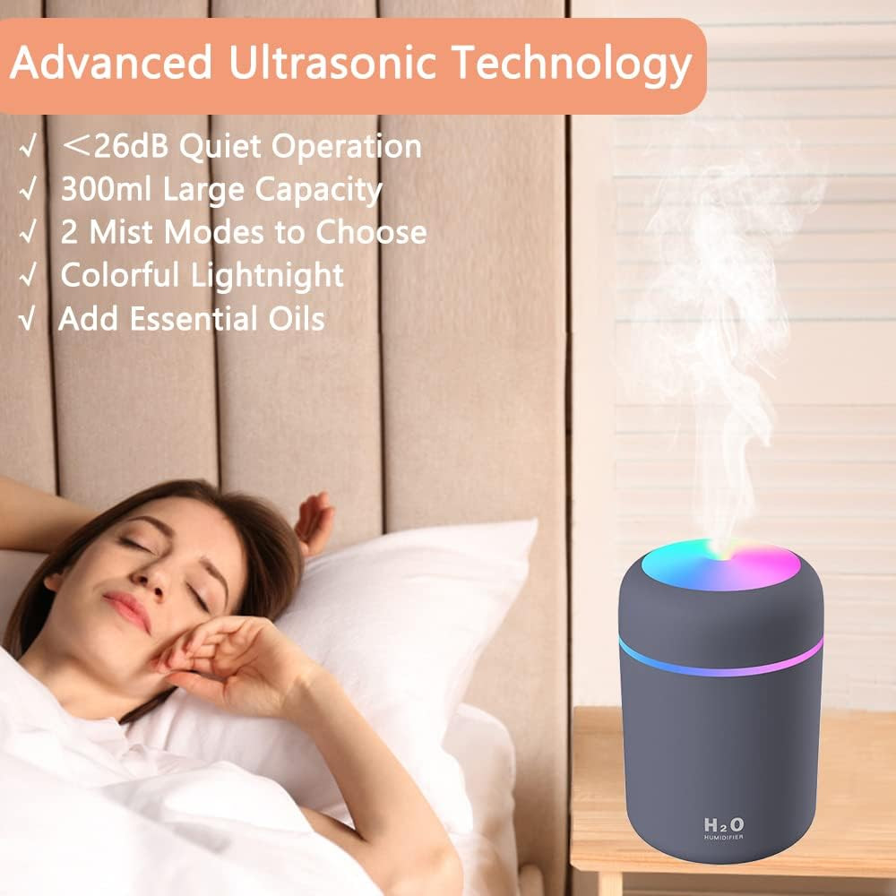 Portable USB Mini Humidifier Car Air Purifier Oil Aroma Diffuser Cool Mist 300ML