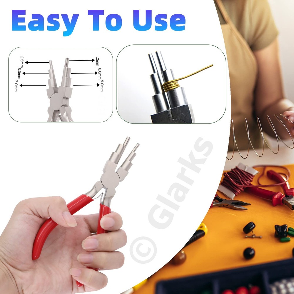 8Pcs Wire Looping Tool Set Including Wire Looping Mandrel, 6 in 1 Bail Making...