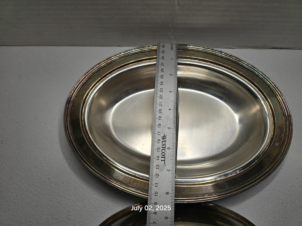 Crescent Silverware Co. Silverplate Split Serving Dish Covered Antique 4057P