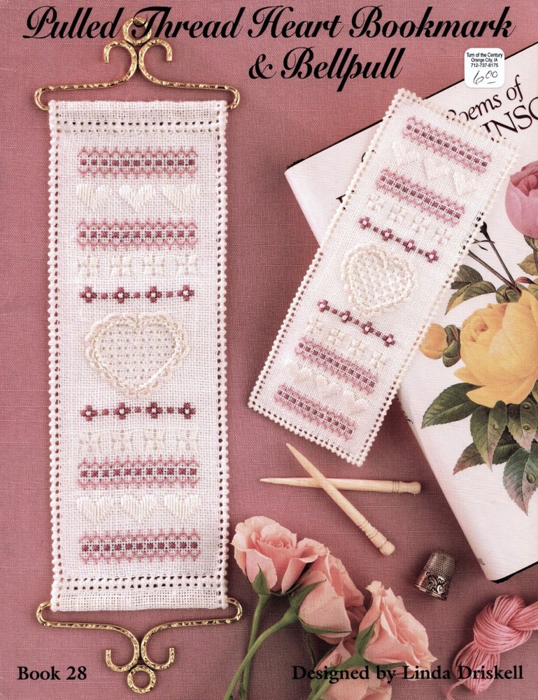 Pulled Thread Heart Bookmark and Bellpull Pattern Instruction Needlework Booklet