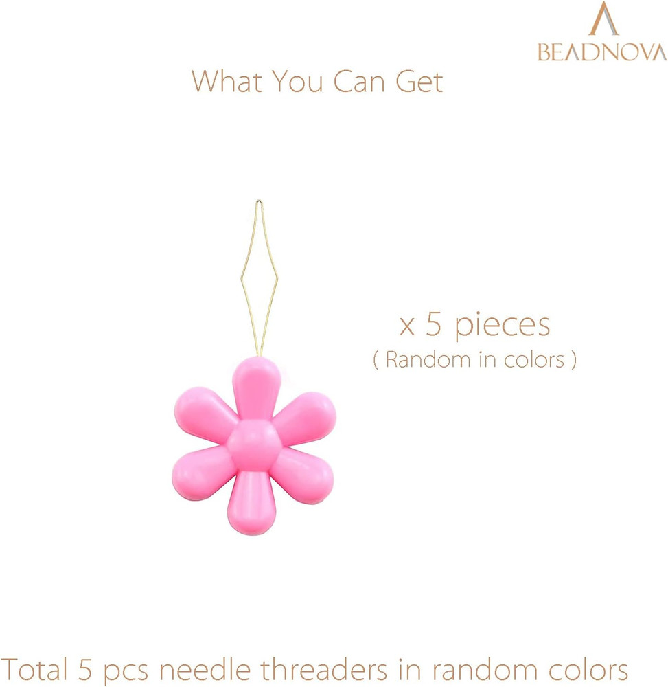 BEADNOVA Embroidery Needle Threader Tool 5pcs Plastic Flower Head Sewing Machine