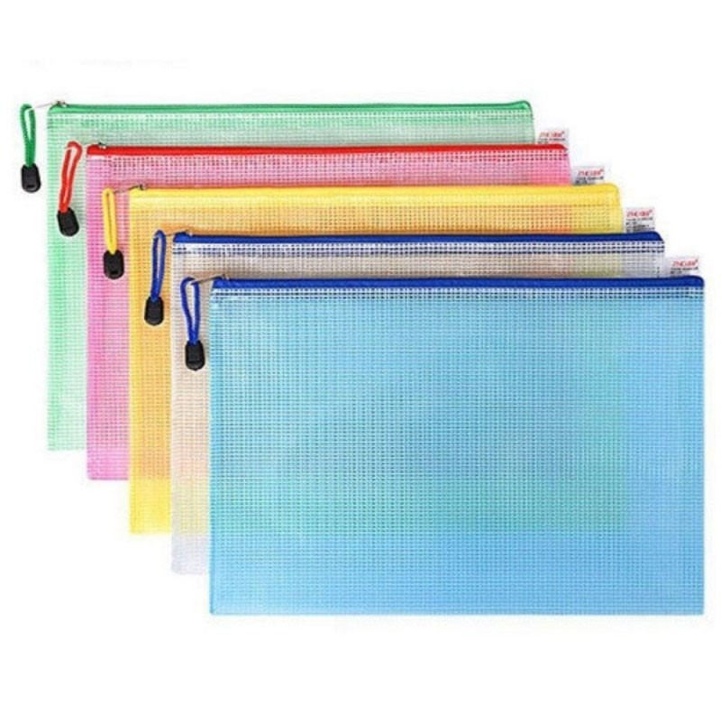 20Pcs-1Pc Mesh Pouch Document Bag /Zipper - Assorted Colors School Office Supply