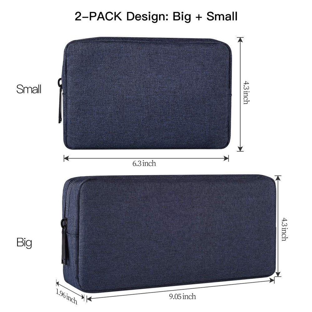 2-Pack Portable Storage Pouch Bag, Universal Electronics Accessories Case Cab...