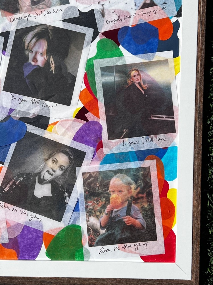 adele confetti picture set in picture frame with mixed hearts confetti