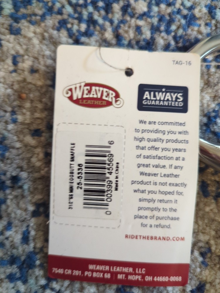 Weaver Leather O-Ring Snaffle Bit 3 1/2 In. Snaffle 1 1/2 Rings