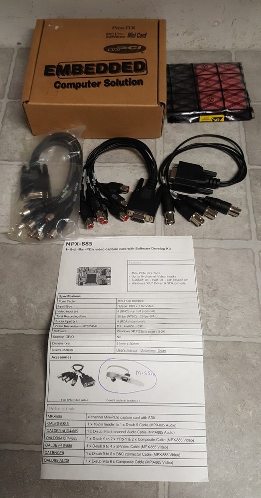 OPEN BOX COMMELL MPX-885 Mini-PCIe MISSING D-sub9 Cable