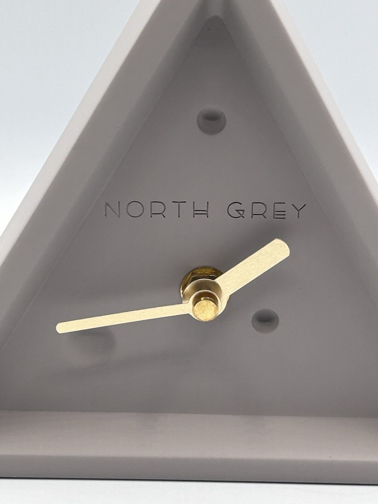 North Grey Equilateral Cement Triangle Desk Table Clock 6 Inch