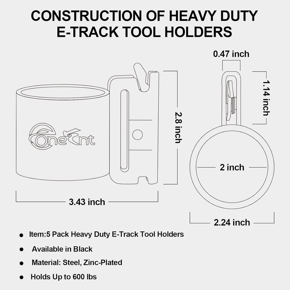 5 Pack E-Track Tool Holders|E Track Accessories for Enclosed Trailer to...