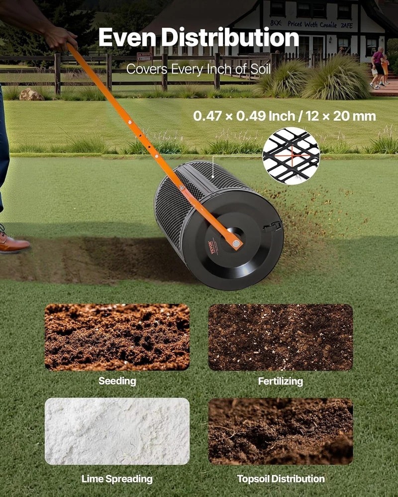 Durable Heavy-Duty Compost Spreader with T-Shaped Handle for Precise Planting