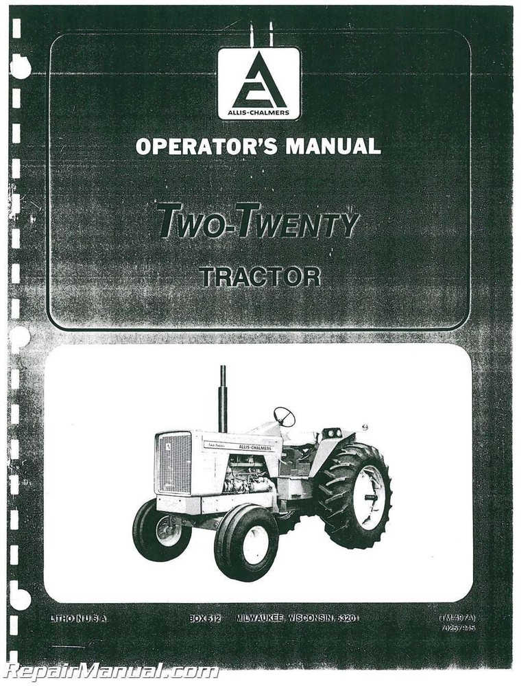 Allis Chalmers 220 Operators Manual