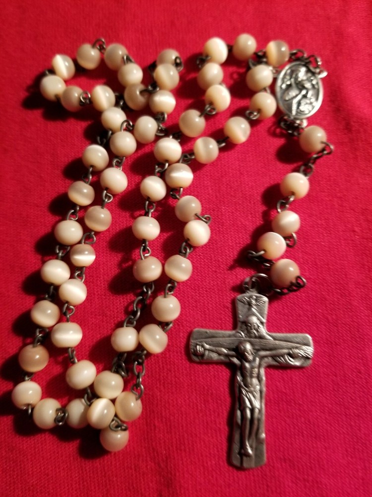 CATHOLIC  ROSARY  prayer beads Crucifix SILVER PLATED From ITALY