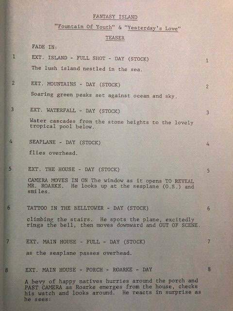 FANTASY ISLAND TV SCRIPT - 1979- Vintage Original