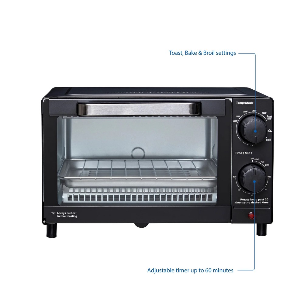 Mainstays 4 Slice Countertop Toaster Oven Black