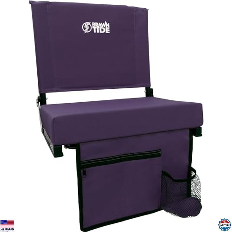 BRAWNTIDE Extra Thick Cushioned Wide Stadium Seat - Lightweight, Back Support,