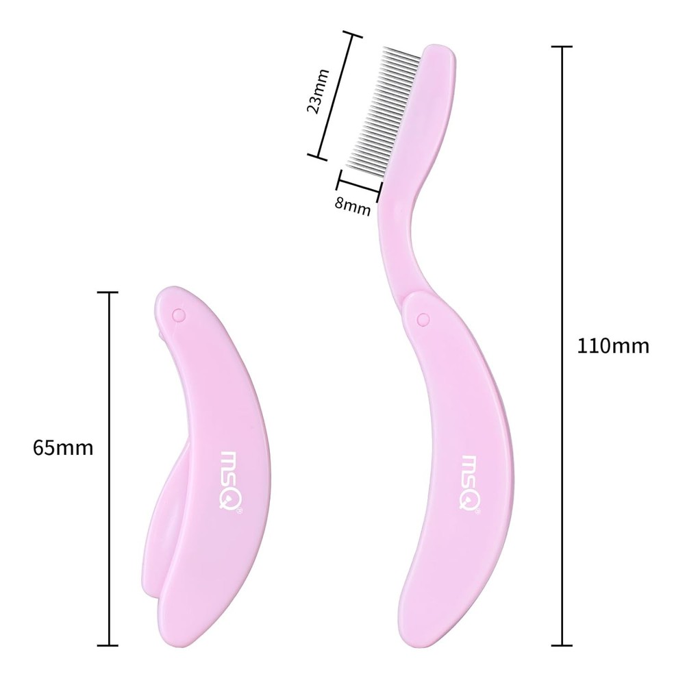Eyelash Comb MSQ Separator Tool Folding Pink
