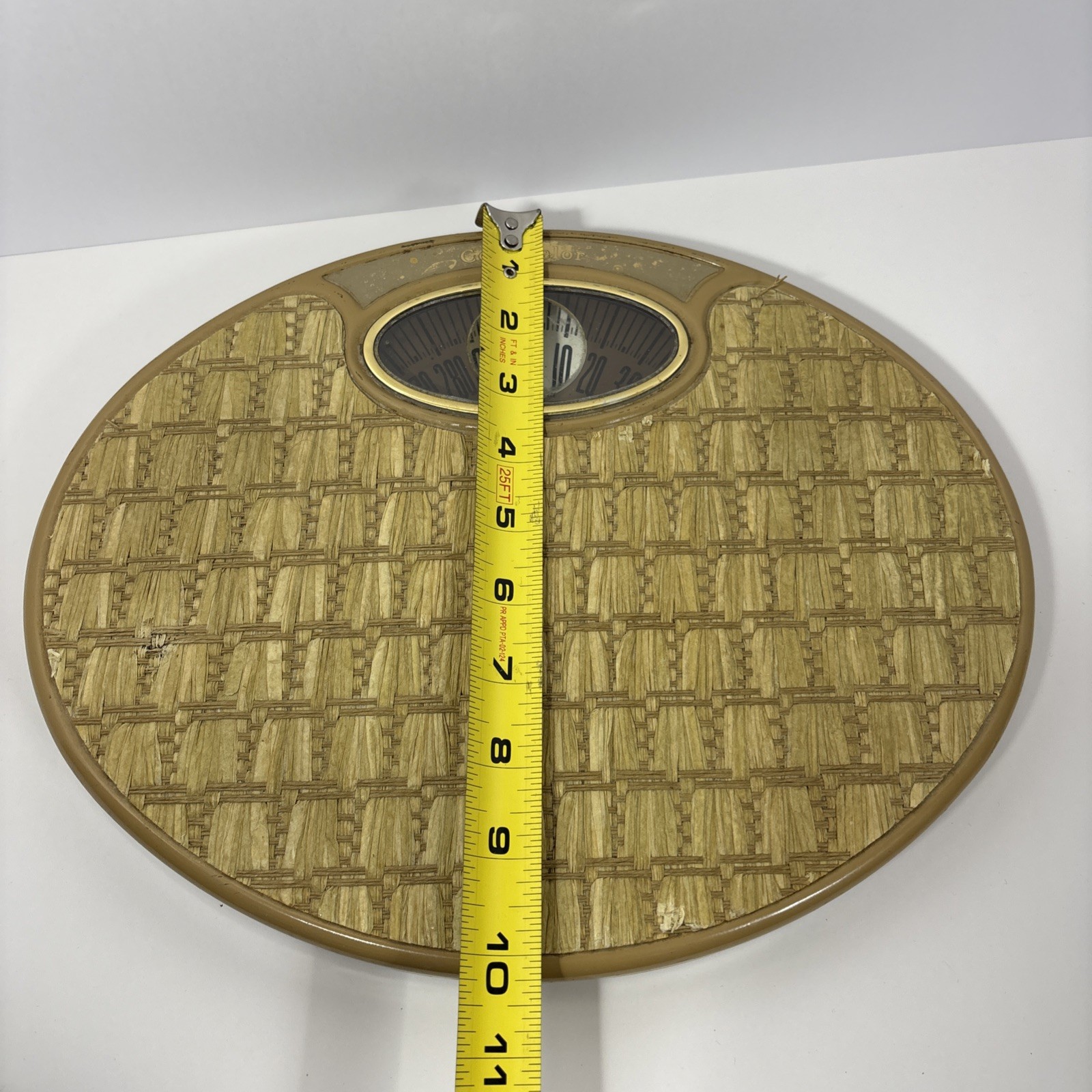 VTG Counselor Oval Bubble Viewer Bathroom Scale Mid Century Modern Rattan - USA