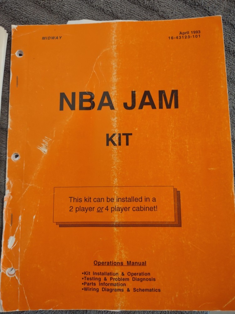 1993 NBA JAM Kit Basketball Arcade Machine Operation Manuals Problem Diagnostics
