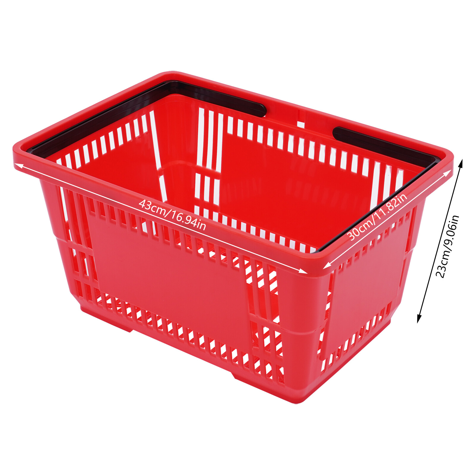 12 Pcs 18L Plastic Shopping Baskets with Handle for Grocery & Organization
