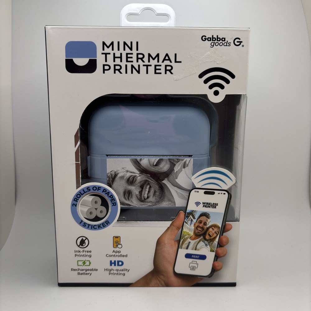 Gabba Goods Blue Mini Thermal Printer New Un-opened