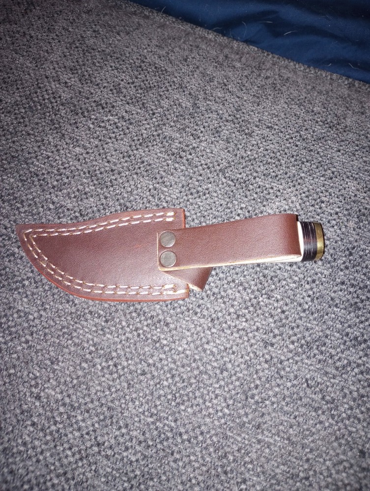 Handmade Damascus Knife With All Leather Sheath