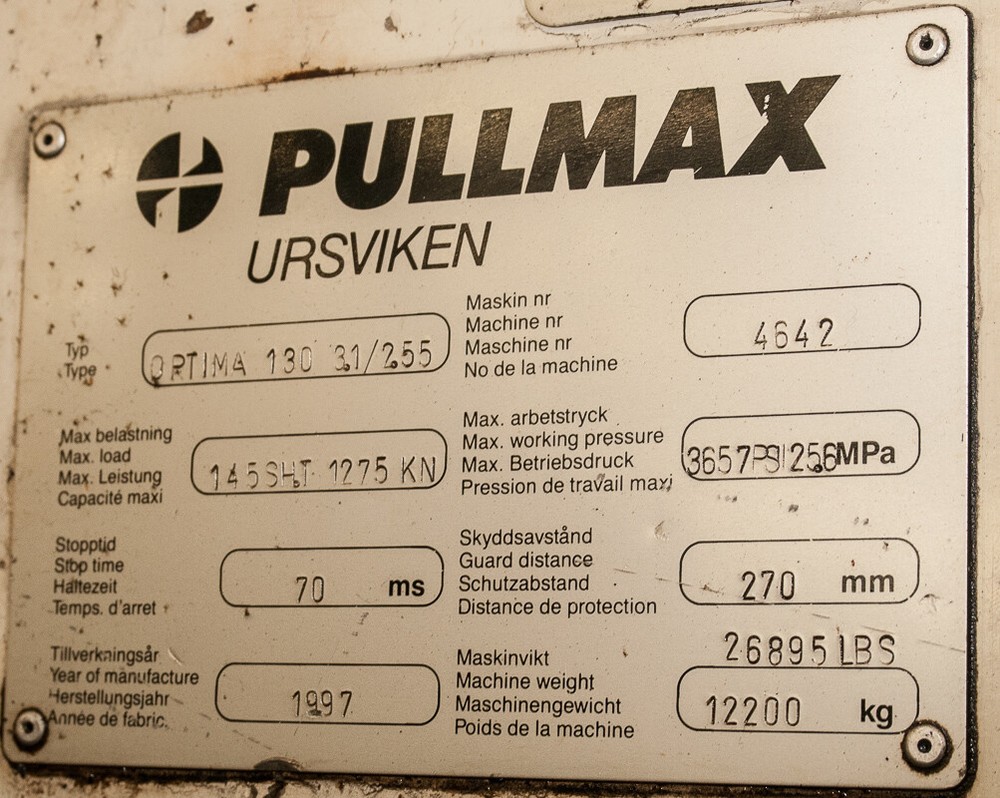 130 TON X 12' PULLMAX 7 AXIS CNC OPTIMA 130 PRESS BRAKE: YODER #64257